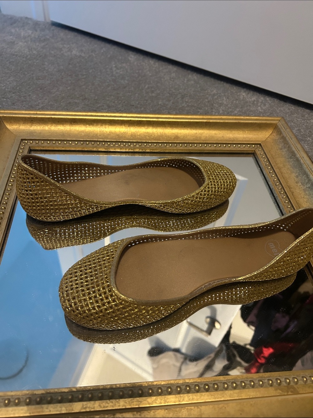 Melissa Gold Glitter Woven Ballet Flats